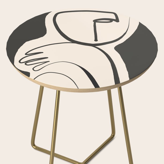 Lady Portrait Abstract Minimal  Line Art Side Table Gallery Image 2