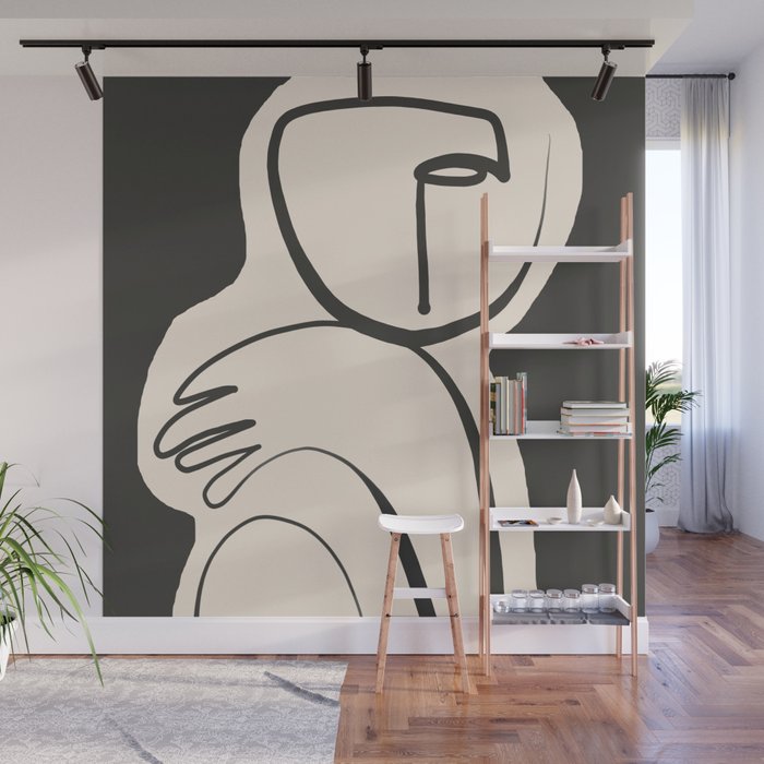 Lady Portrait Abstract Minimal  Line Art Wall Mural Gallery Image 1