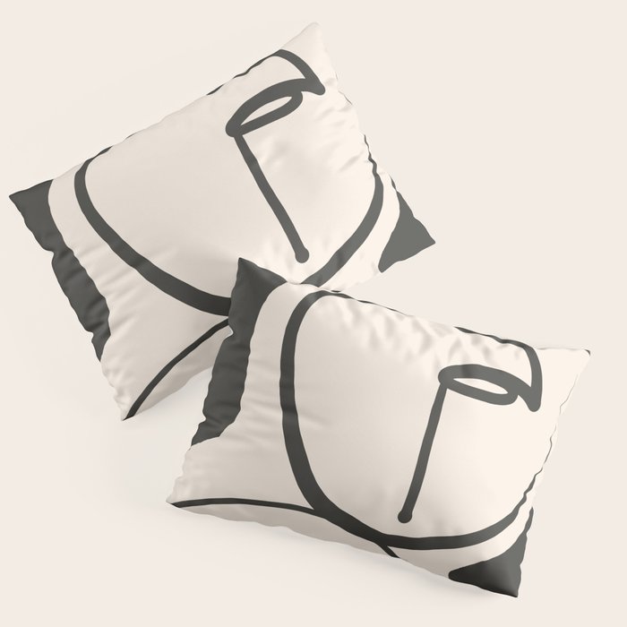 Lady Portrait Abstract Minimal  Line Art Pillow Sham Gallery Image 3