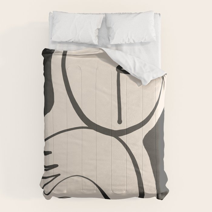 Lady Portrait Abstract Minimal  Line Art Comforter Gallery Image 6