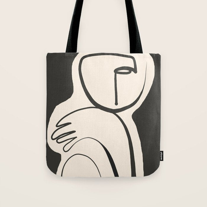 Lady Portrait Abstract Minimal  Line Art Tote Bag Gallery Image 1