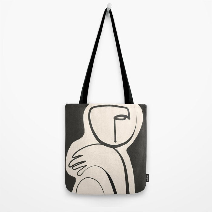 Lady Portrait Abstract Minimal  Line Art Tote Bag Gallery Image 2