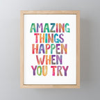 AMAZING THINGS HAPPEN WHEN YOU TRY rainbow watercolor Mini Art Print Gallery Image 1