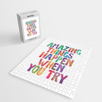 AMAZING THINGS HAPPEN WHEN YOU TRY rainbow watercolor Jigsaw Puzzle Gallery Image 2