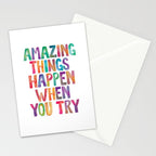 AMAZING THINGS HAPPEN WHEN YOU TRY rainbow watercolor Stationery Card Gallery Image 2