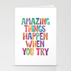 AMAZING THINGS HAPPEN WHEN YOU TRY rainbow watercolor Stationery Card Gallery Image 2