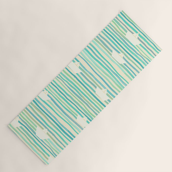 Whimsical Paper Boats Yoga Mat Gallery Image 1