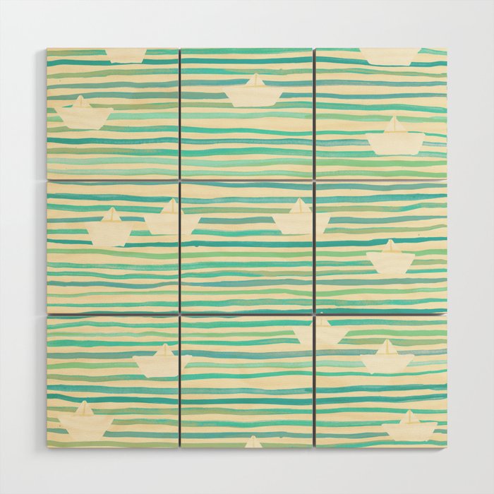 Whimsical Paper Boats Wood Wall Art Gallery Image 1