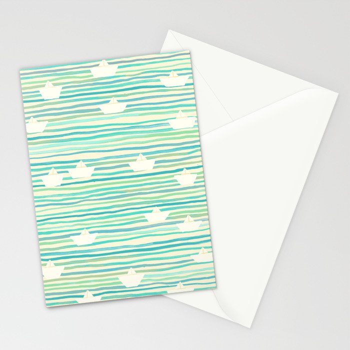 Whimsical Paper Boats Stationery Card Gallery Image 2