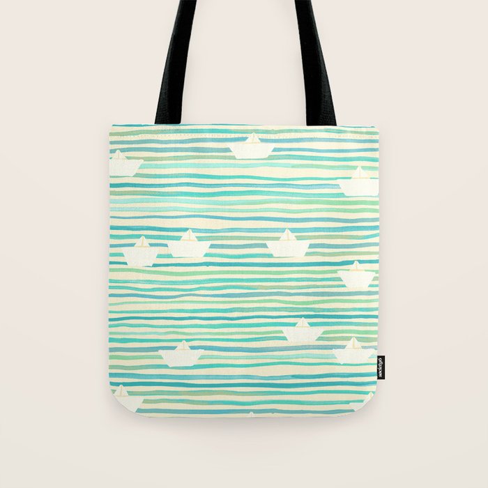 Whimsical Paper Boats Tote Bag Gallery Image 1