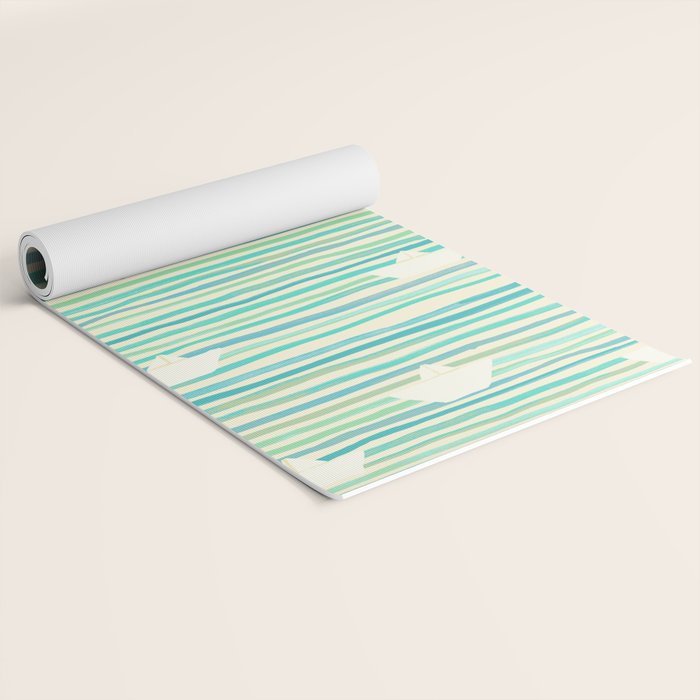 Whimsical Paper Boats Yoga Mat Gallery Image 2