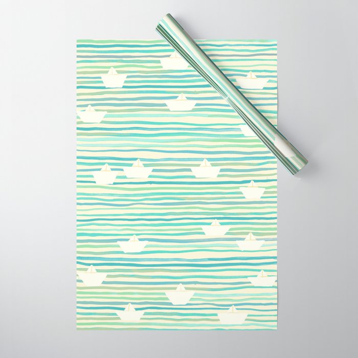 Whimsical Paper Boats Wrapping Paper Gallery Image 1