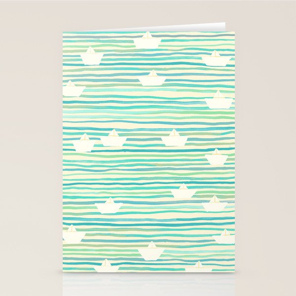 Whimsical Paper Boats Stationery Card Gallery Image 1