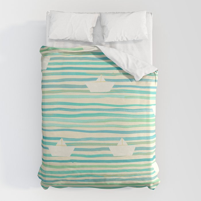 Whimsical Paper Boats Duvet Cover Gallery Image 6