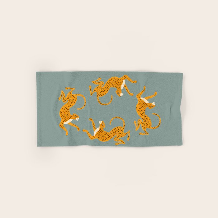 Leopard Race - blue Hand & Bath Towel Gallery Image 1