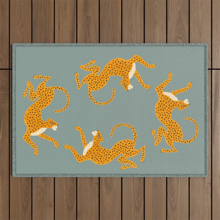 Leopard Race - blue Outdoor Rug Gallery Image 1