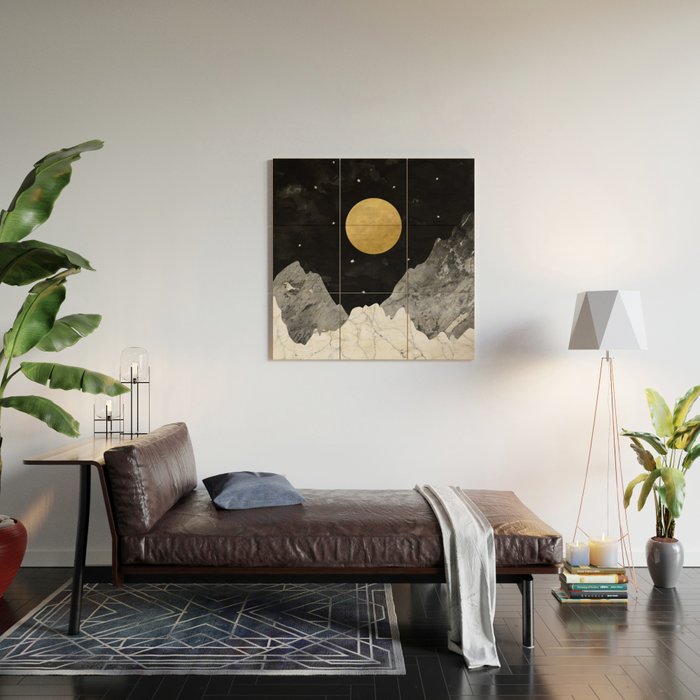 Moon and Stars Wood Wall Art Gallery Image 2