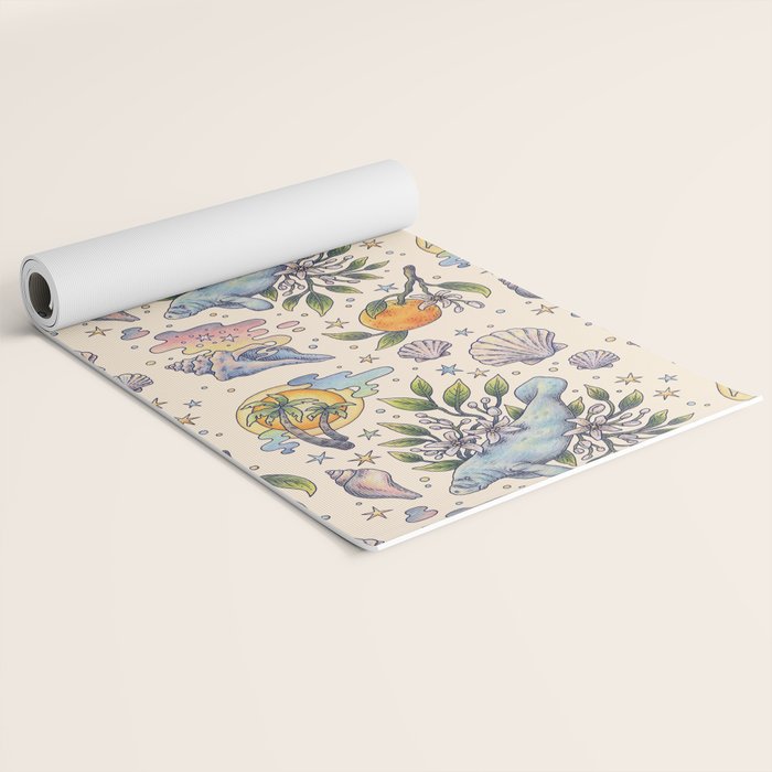 Orange Blossom Manatee | Ocean Nature Art Yoga Mat Gallery Image 2