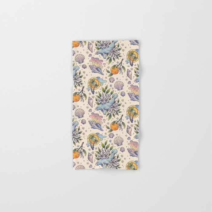 Orange Blossom Manatee | Ocean Nature Art Bath Towel Gallery Image 1