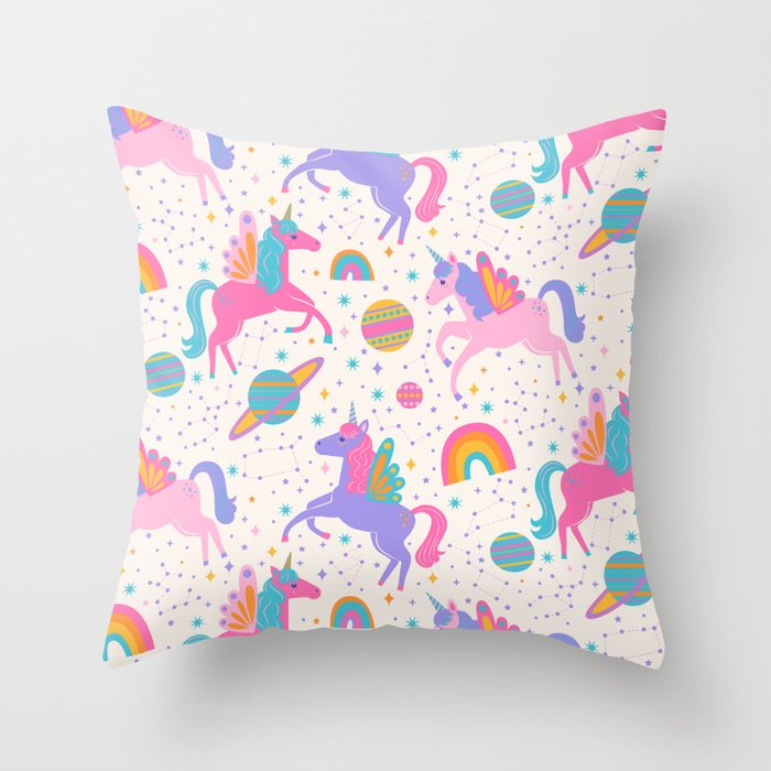 Space Unicorn - Neon Rainbow Throw Pillow Gallery Image 6
