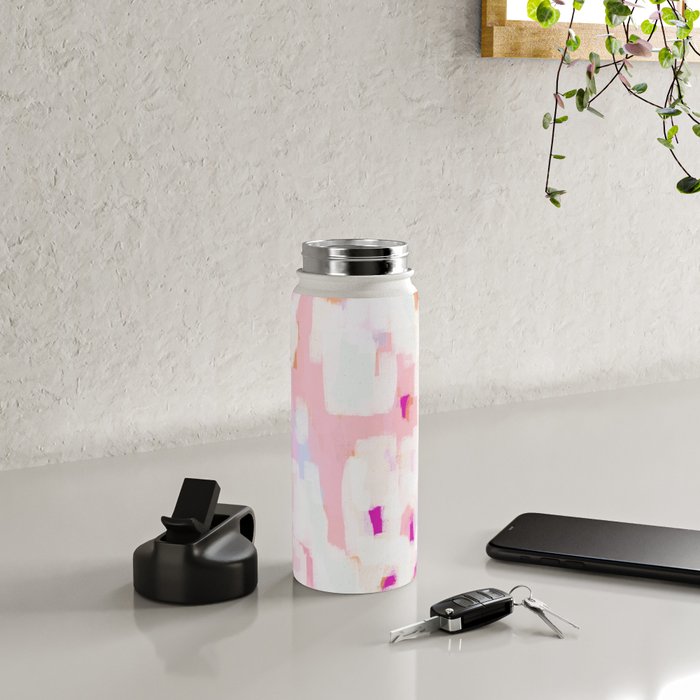 Netta - abstract painting pink pastel bright happy modern home office dorm college decor Water Bottle Gallery Image 5