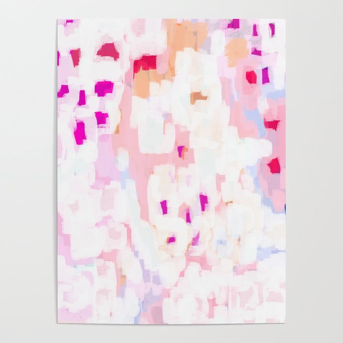 Netta - abstract painting pink pastel bright happy modern home office dorm college decor Poster Gallery Image 1