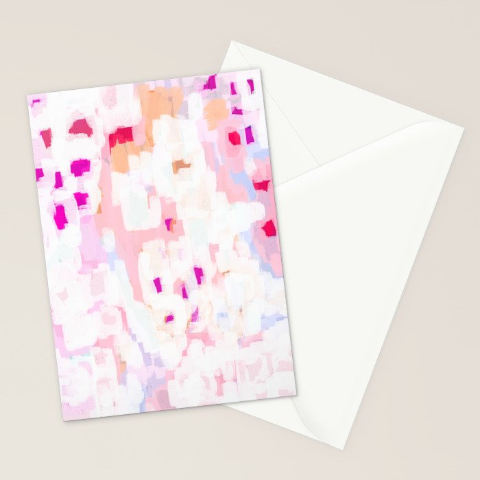 Netta - abstract painting pink pastel bright happy modern home office dorm college decor Stationery Card Gallery Image 2
