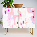 Netta - abstract painting pink pastel bright happy modern home office dorm college decor Credenza Gallery Image 1