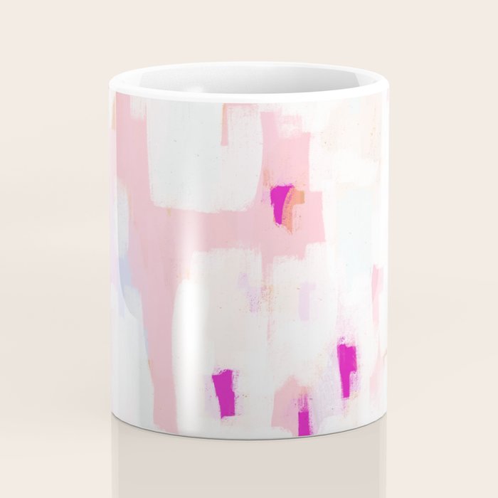 Netta - abstract painting pink pastel bright happy modern home office dorm college decor Coffee Mug Gallery Image 4