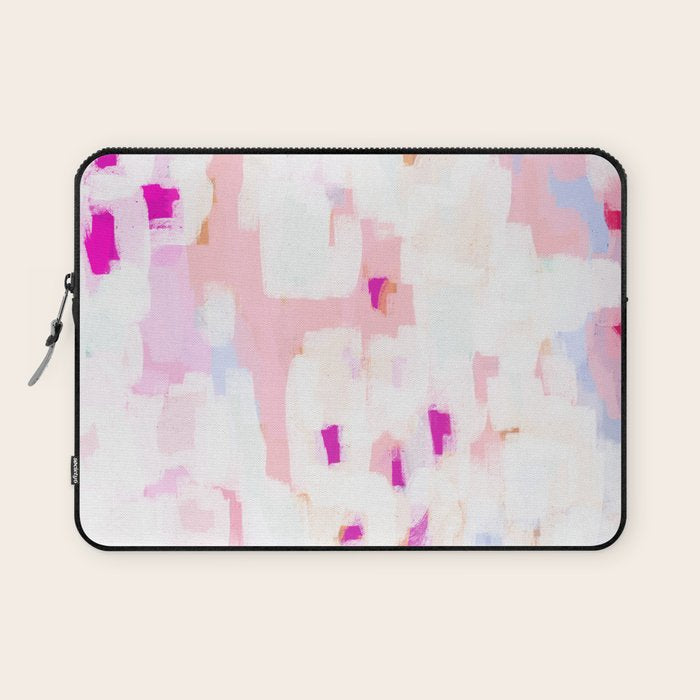 Netta - abstract painting pink pastel bright happy modern home office dorm college decor Laptop Sleeve Gallery Image 1