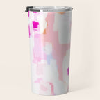 Netta - abstract painting pink pastel bright happy modern home office dorm college decor Travel Mug Gallery Image 3