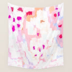 Netta - abstract painting pink pastel bright happy modern home office dorm college decor Wall Tapestry Gallery Image 4