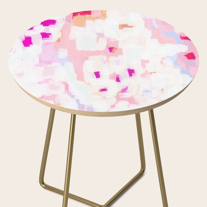 Netta - abstract painting pink pastel bright happy modern home office dorm college decor Side Table Gallery Image 2