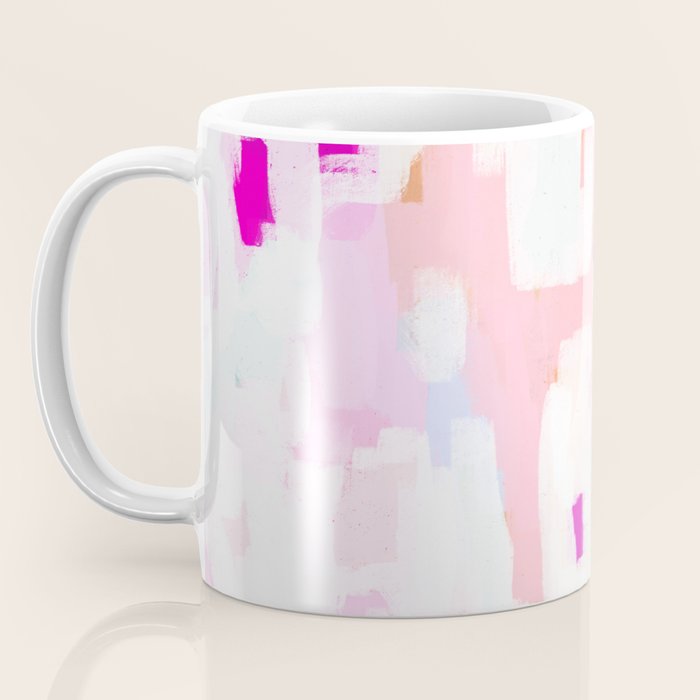 Netta - abstract painting pink pastel bright happy modern home office dorm college decor Coffee Mug Gallery Image 3