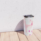 Netta - abstract painting pink pastel bright happy modern home office dorm college decor Travel Mug Gallery Image 4