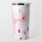 Netta - abstract painting pink pastel bright happy modern home office dorm college decor Travel Mug Gallery Image 1
