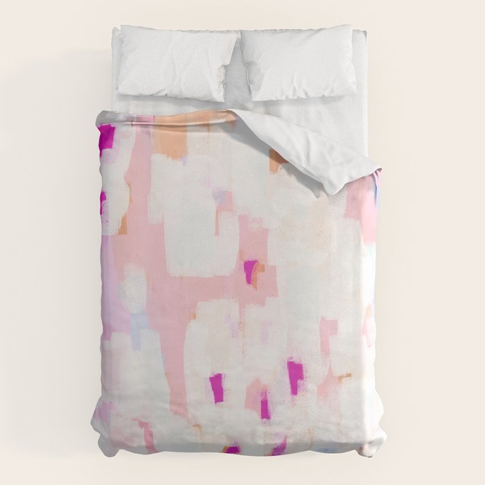 Netta - abstract painting pink pastel bright happy modern home office dorm college decor Duvet Cover Gallery Image 6