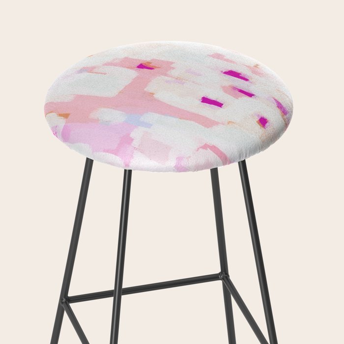 Netta - abstract painting pink pastel bright happy modern home office dorm college decor Stool Gallery Image 2