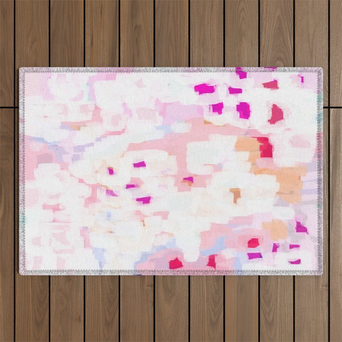 Netta - abstract painting pink pastel bright happy modern home office dorm college decor Outdoor Rug Gallery Image 1