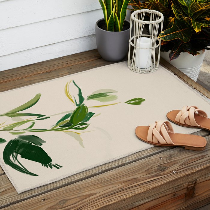 Plants In Summer Beige. Outdoor Rug Gallery Image 2