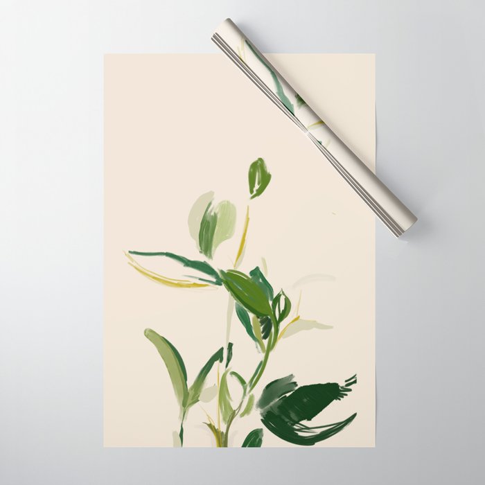 Plants In Summer Beige. Wrapping Paper Gallery Image 1