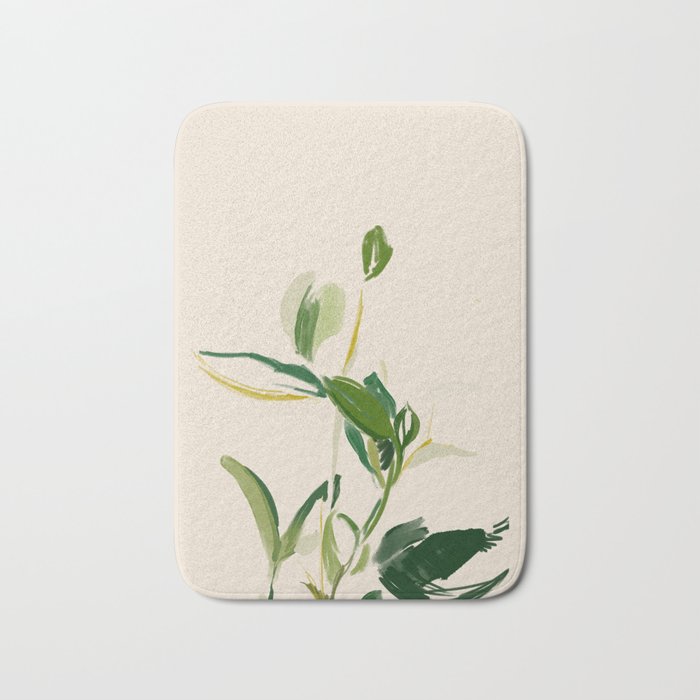 Plants In Summer Beige. Bath Mat Gallery Image 1