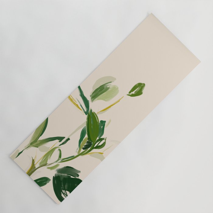 Plants In Summer Beige. Yoga Mat Gallery Image 1