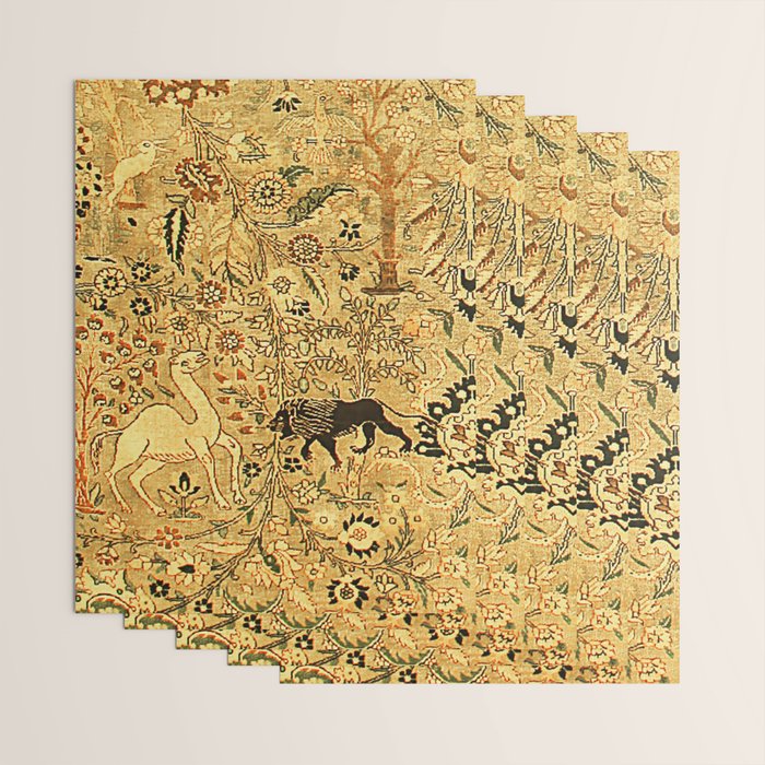 Antique Persian Tabriz Animal Rug Print Wrapping Paper Gallery Image 3