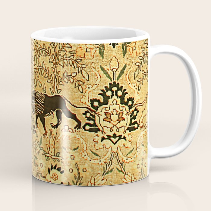 Antique Persian Tabriz Animal Rug Print Coffee Mug Gallery Image 1