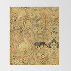 Antique Persian Tabriz Animal Rug Print Throw Blanket Gallery Image 2