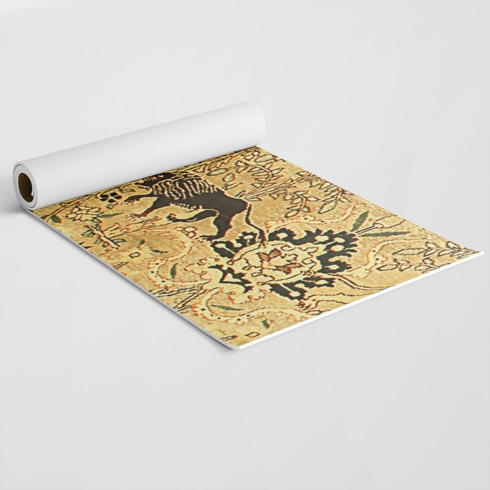 Antique Persian Tabriz Animal Rug Print Yoga Mat Gallery Image 2