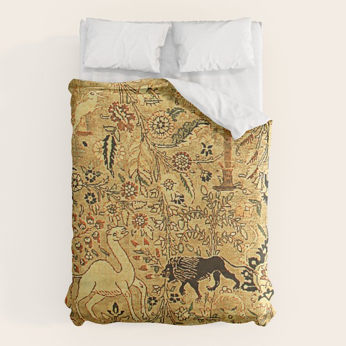 Antique Persian Tabriz Animal Rug Print Duvet Cover Gallery Image 1