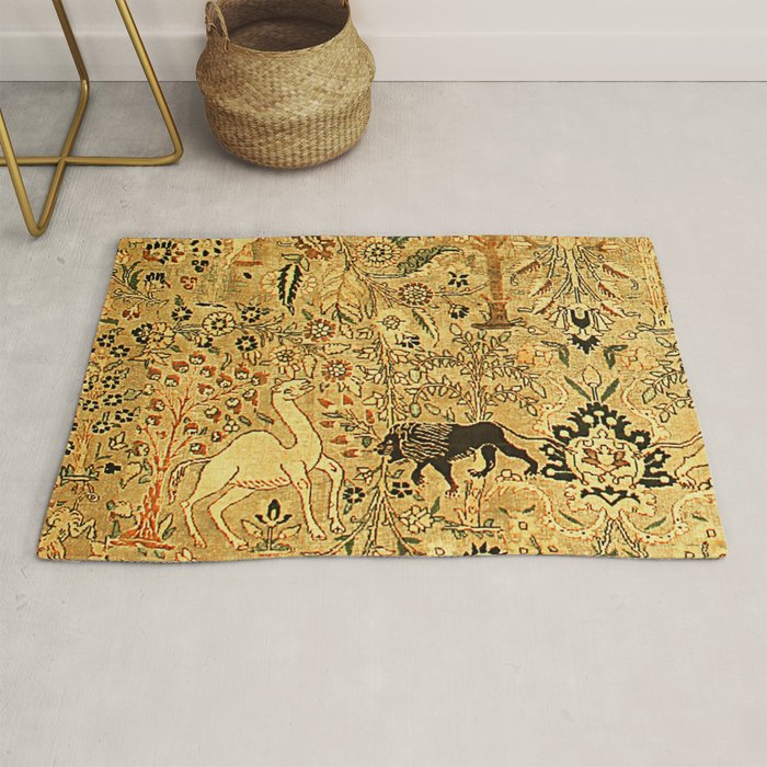 Antique Persian Tabriz Animal Rug Print Rug Gallery Image 1