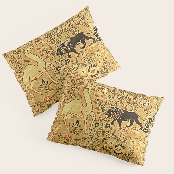 Antique Persian Tabriz Animal Rug Print Pillow Sham Gallery Image 3